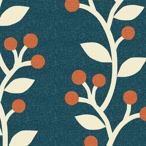 Berry Branches Teal Blue