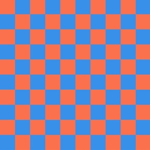 Bold azure blue/bright orange Checkerboard