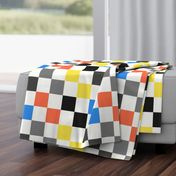 Multi vibrant color checkboard White- Large