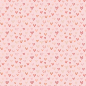 Hearts pink and peach on light pink - Small