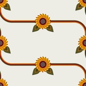 retro sunflower with lines