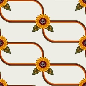 retro sunflower with lines