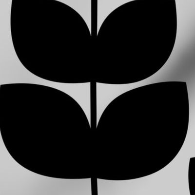 Monochromatic Geometric Flower and Leaves in Black and Gray