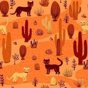 Cats in desert orange