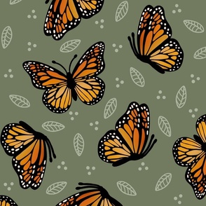 Green Monarch Butterflies 
