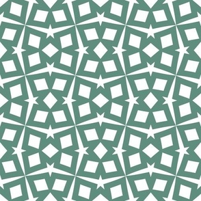 Geometric Design Green and White Tile 2