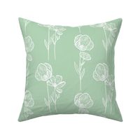 Wildflower Florals White on Mint Green - Dream Dance Dare 