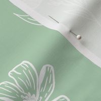 Wildflower Florals White on Mint Green - Dream Dance Dare 