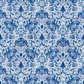 peonies damask florals porcelain light blue // small
