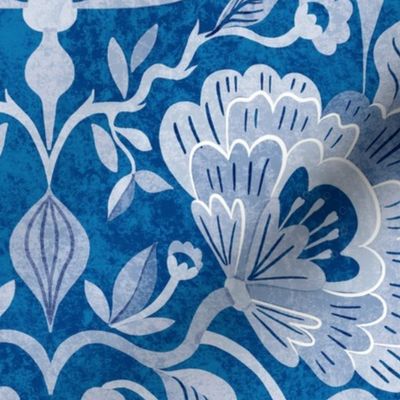 peonies damask florals blue // large