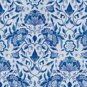 peonies damask florals porcelain light blue // medium