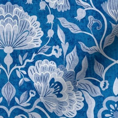 peonies damask florals blue // medium