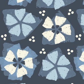 Ava Abstract Floral - Blue Monochromatic - Jumbo