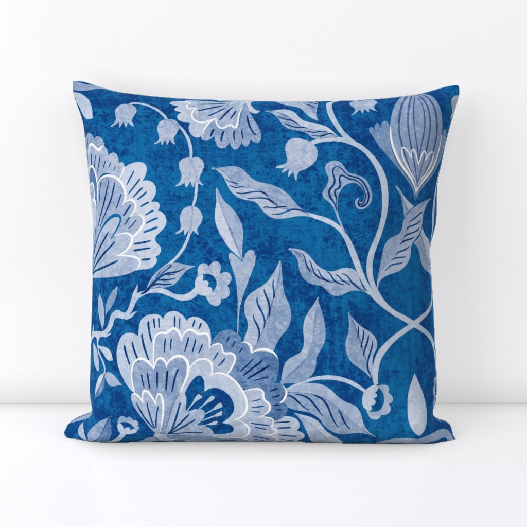 peonies damask florals porcelain blue // jumbo