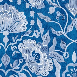 peonies damask florals porcelain blue // jumbo