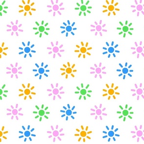 (Sm) Mini Boho Sun Rainbow colours #minimal #retro #rainbowcolours #pastels #optimistic #spoonflowercollection