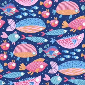 Funny patterned fish. Vibrant colors. Large