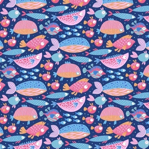 Funny patterned fish. Vibrant colors. Small