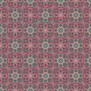 Retro Geometric Florals - Pink and Green