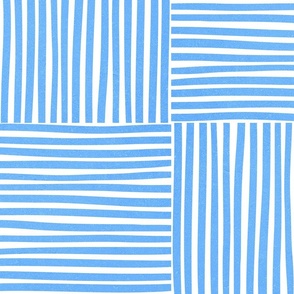 (L) Abstract Geometric Stripes/checks Azure Blue #minimal #retro #Summer #blueandwhite #stripes #spoonflowercollection