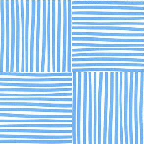 (M) Abstract Geometric Stripes/checks Azure Blue #minimal #retro #Summer #blueandwhite #stripes #spoonflowercollection