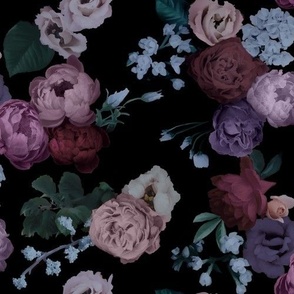 Victori'a's Painted Floral in Mauve, Baby Blue, Maroon, and Dark Teal