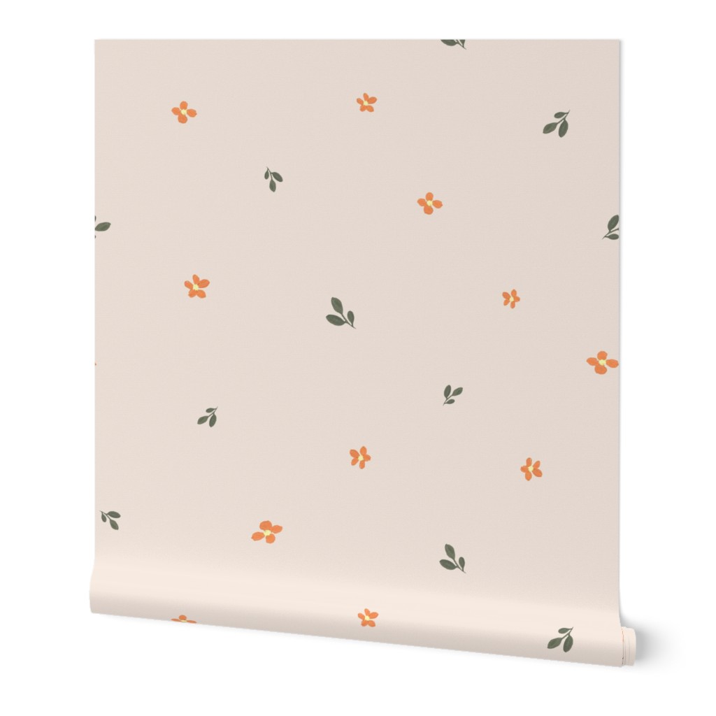 Minimalist hand painted Floral Beige Big