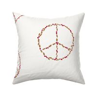 Tan / umber and red, boho, Christmas peace, peace sign, peace on earth, large scale