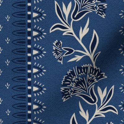 maximalist fantasy garden- blue- indian floral-border-dark-03-medium scale