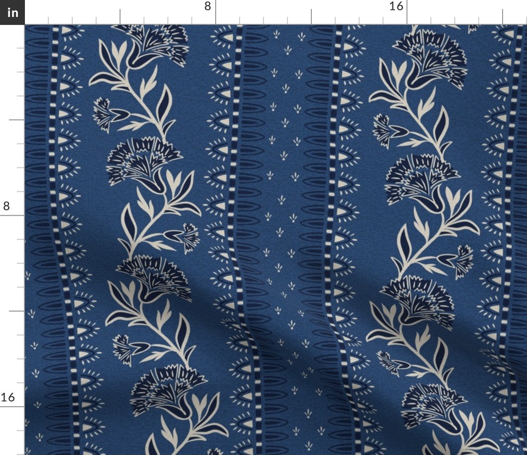maximalist fantasy garden- blue- indian floral-border-dark-03-medium scale