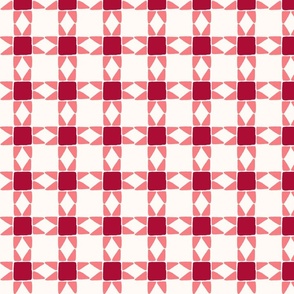 Sawtooth star quilting shape, Christmas blender, Pink and Red, Crimson, Medium 