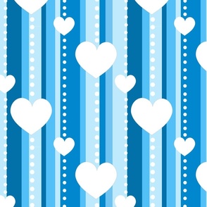 Blue Stripes and Hearts 