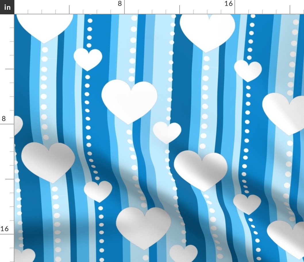 Blue Stripes and Hearts 