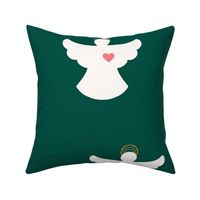 Festive Christmas angels on green, directional, Large