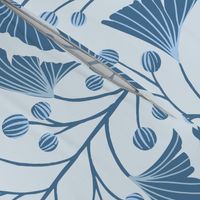 Geometric Gingko Leaves Blue