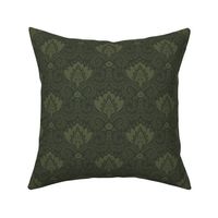 Moroccan floral damask style pattern- moss green and dark green // Small scale