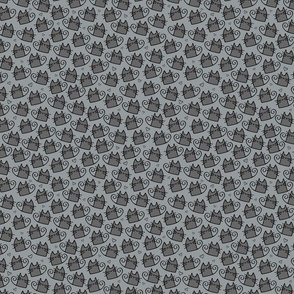 small scale cats - tinkle cat dark gray - hand-drawn cats - cat fabric