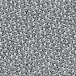 small scale cats - tinkle cat light gray - hand-drawn cat - cats fabric