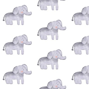 Watercolor Grey Baby Elephant |  Safari Nursery