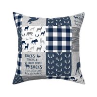 (5" scale) Ducks, Trucks, and Eight Point Bucks - Woodland wholecloth Plaid - Navy C23