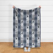 (5" scale) Ducks, Trucks, and Eight Point Bucks - Woodland wholecloth Plaid - Navy C23