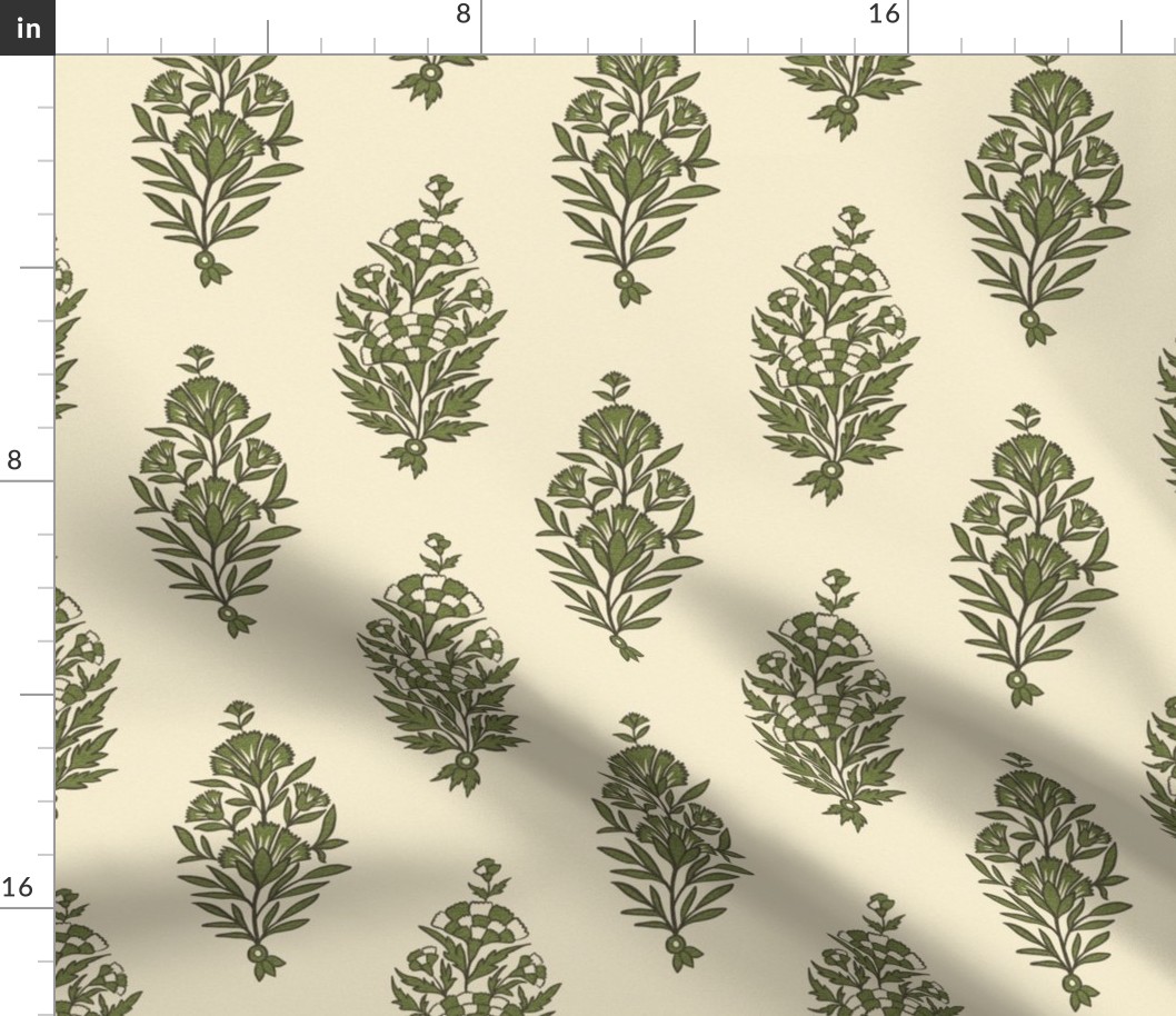 maximalist fantasy garden- green- indian floral- block print-02-small scale