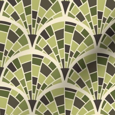 maximalist fantasy garden- geometric scallop - 05- green- small scale