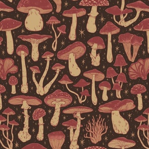 Deadly Mushrooms Rustic Red