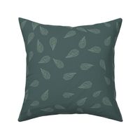 falling green leaves on a dark green / teal background - medium scale