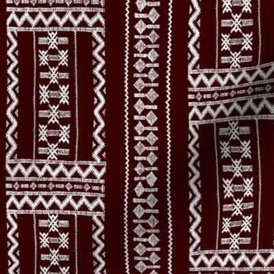 Moroccan Berber Carpet white on dark red - large scale