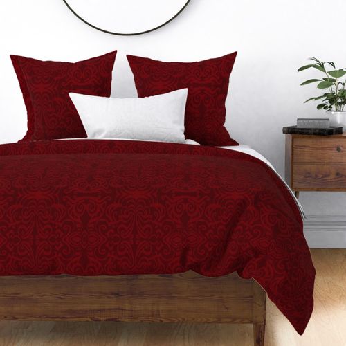 Scarlet Ikat Damask Dark