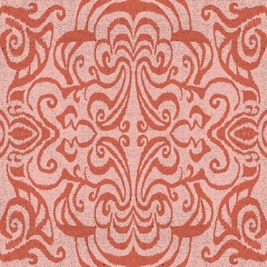 Ikat Damask in peach and pale tones