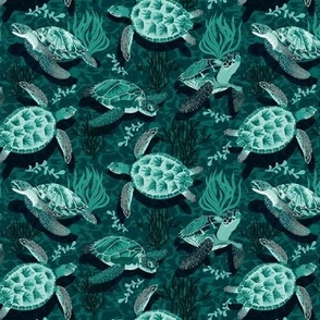 Turtle Bay Monochromatic Teal Small