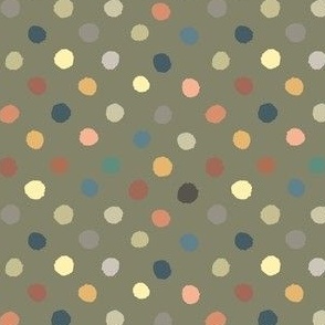 1/4 inch hand drawn minimal polka dots in khaki brown and earth tones